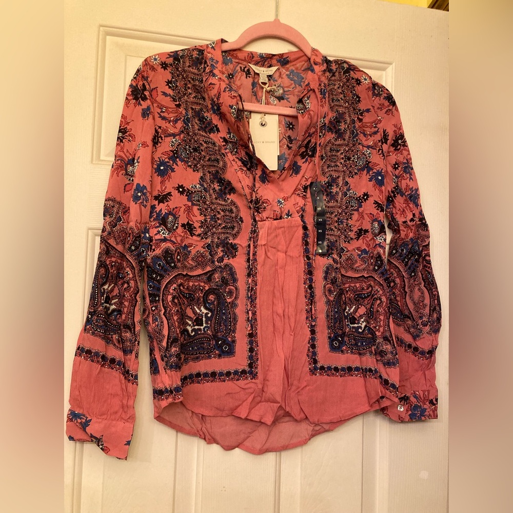 Lucky brand, size XS, new with tags, Floral Pink Women's Top, pretty print
